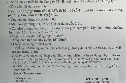 Xin phép xây dựng phường Trung Mỹ Tây